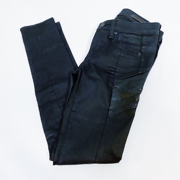 Rag & Bone - Black Waxed Moto Jeans - Picture 1 of 6